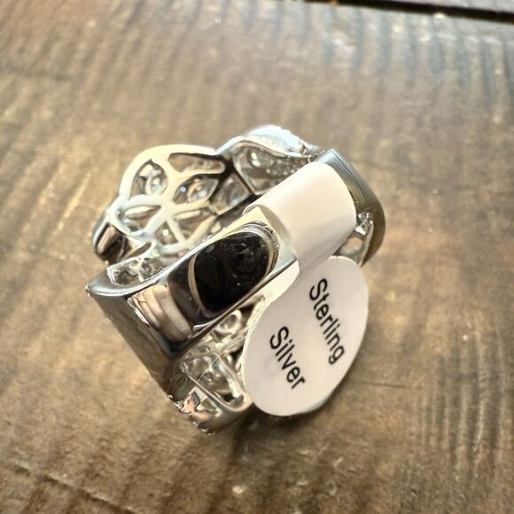 Sterling Silver Multistone Cocktail Ring vintage inspired Statement Piece size 8 - Picture 5 of 7